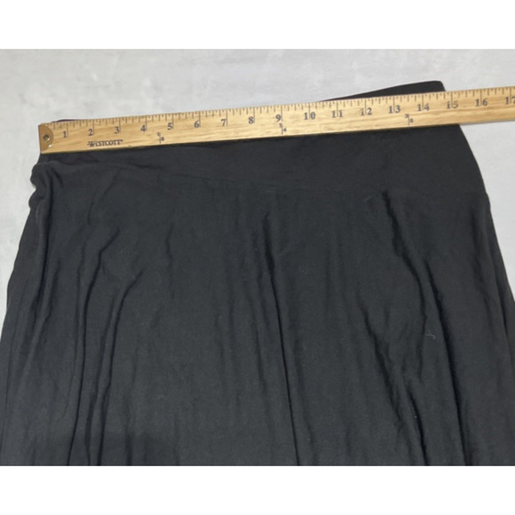 Madewell Jersey Asymmetrical Seam Midi Skirt Size Large Black Pull On Stretch - Picture 3 of 7